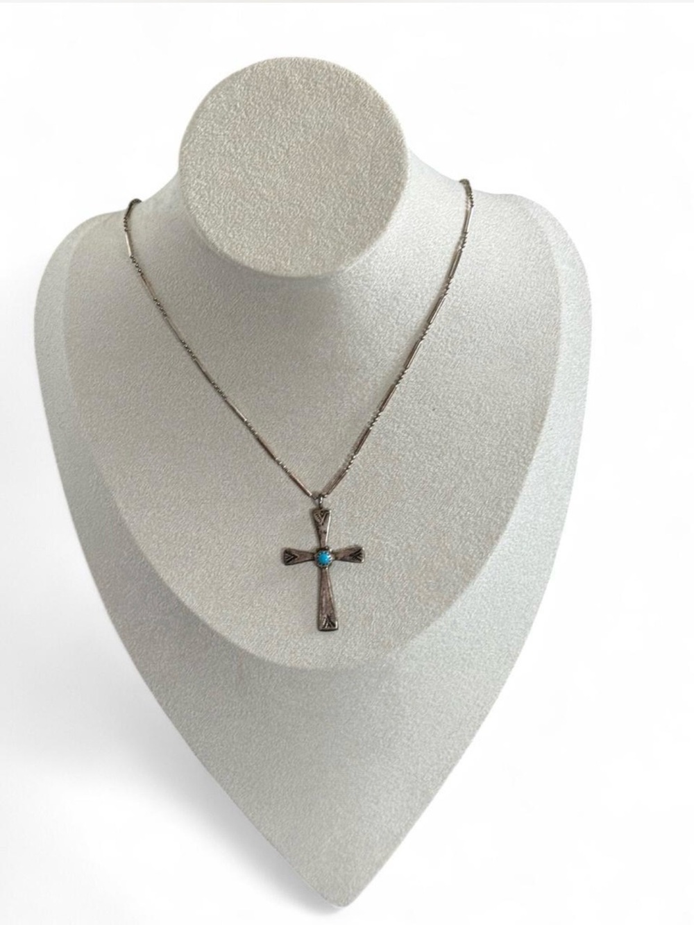 Vintage Sterling Turquoise Cross Necklace